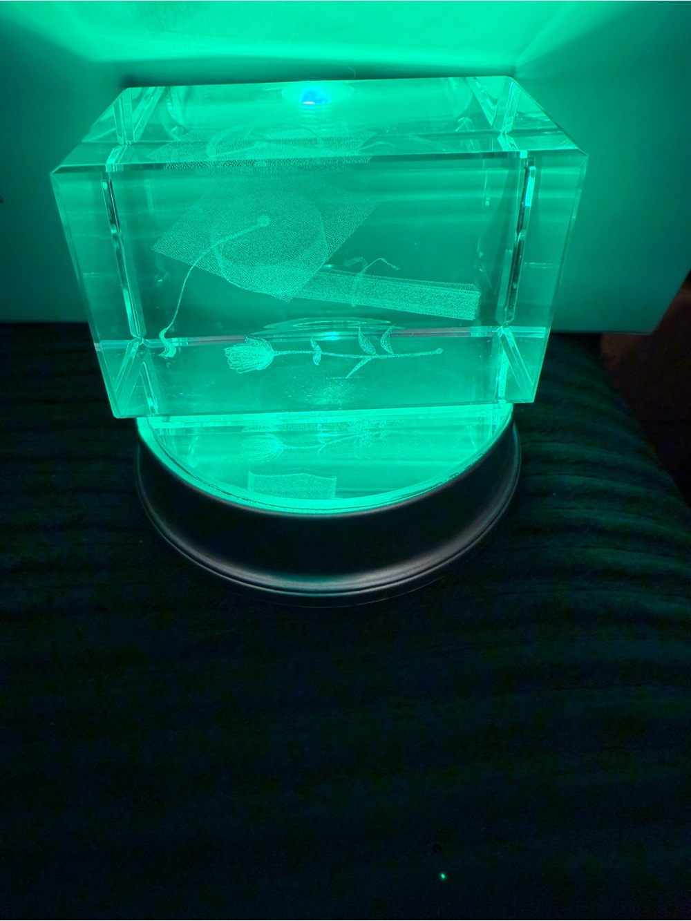 Clear Rectangular Crystal Graduation design edged inside  LED lighted base